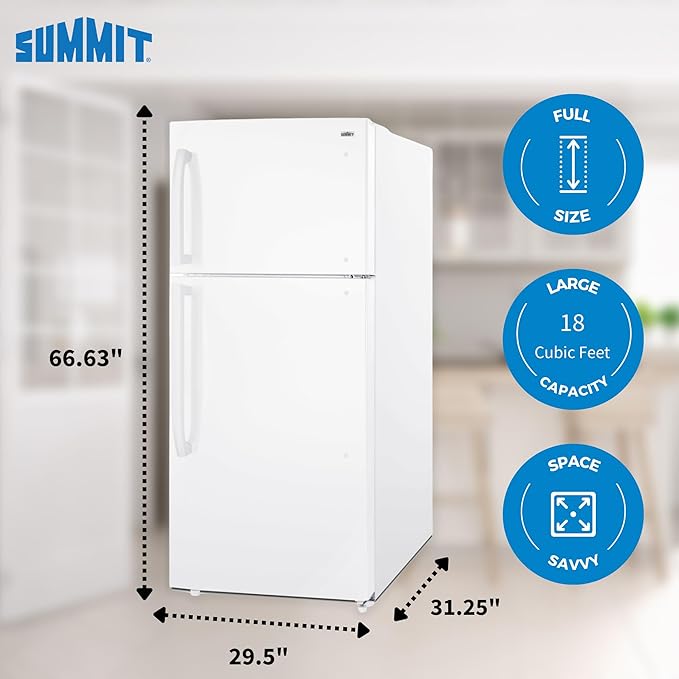Summit 30” Top Mount Refrigerator-Freezer, White - CTR18W | Fridge.com