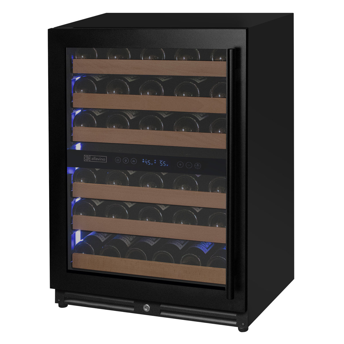 Allavino Reserva Series - 51 Bottle Dual Zone Built-in Luxury Wine Refrigerator with Black Door - Left Hinge | Fridge.com