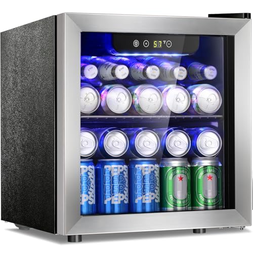 Antarctic Star 48 Can Beverage Refrigerator,12 Bottle Wine Cooler with Stainless Steel Glass Door, Digital Temperature Display,Electronic Temperature Control, Silver | Fridge.com
