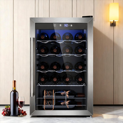 37 Bottle Wine Fridge, 4.45 Cu.ft Freestanding Wine & Beverage Refrigerator With Reversible Double Pane Glass Door & Adjustable Shelves For Kitchen, B | Fridge.com
