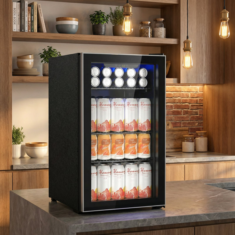 17.32'' W 3.2 Cu.ft Beverage Refrigerator, Holds 130 Cans or 20 Bottles, Stainless Steel Frame, Touch Control, 32-61, <38dB | Fridge.com