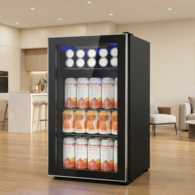 17.3'' W 3.2 Cu.ft Beverage Refrigerator with Fan-Cooling System, 26 Bottle/113 Can Capacity, Touch Control, 32-61, Removable Shelves, Low Noise (<38 | Fridge.com