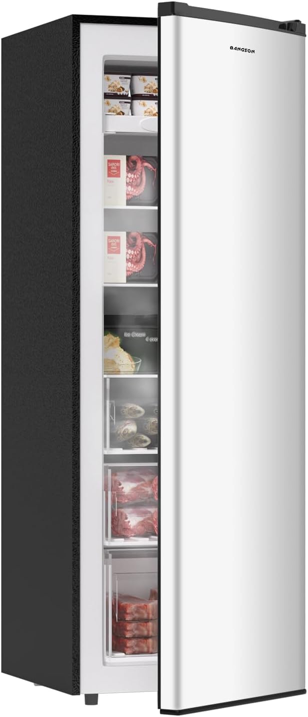 BANGSON Upright Freezer, 7.0 Cu.ft Stand Up Freezer, Convertible Upright Freezer/Refrigerator, Single Door for Kitchen,Garage, Office, Apartment, Silver | Fridge.com