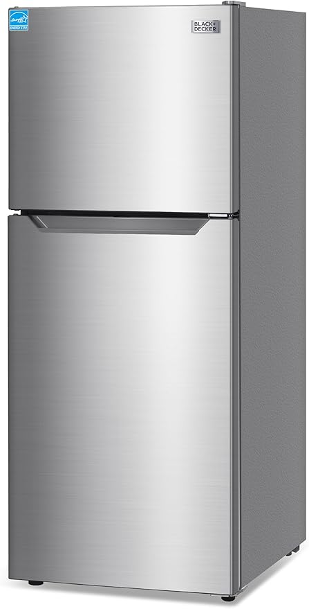 10 Cu. Ft. Top Mount Refrigerator with Freezer, 2 Door Refrigerator with Top Freezer and Adjustable — Black+Decker, model BR1000HS