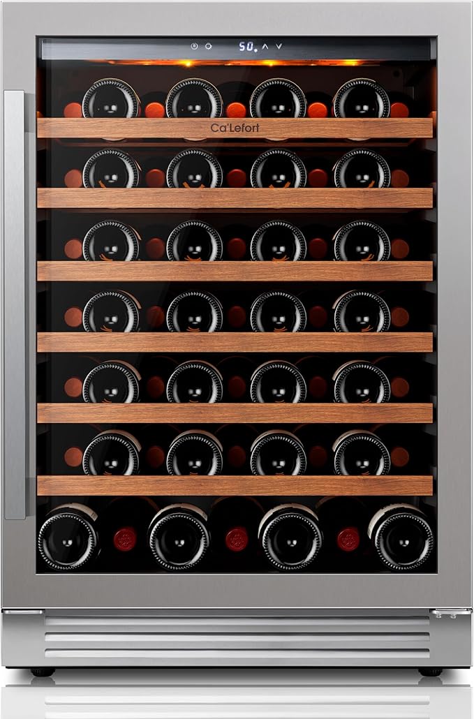Calefort Ca'Lefort 24 Inch Wine Fridge, 54 Bottle Wine Cooler Refrigerator, 40-65°F Wine Refrigerator Glass Door