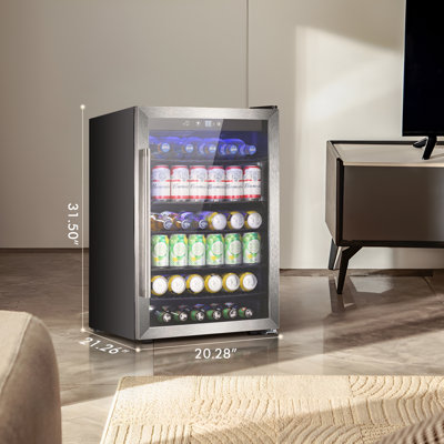 145 Can Beverage Refrigerator, 37 Bottle Wine Fridge with Smart Temperature Control, 4.4 CU FT Quiet Freestanding Mini Fridge with Child Lock Panel fo | Fridge.com