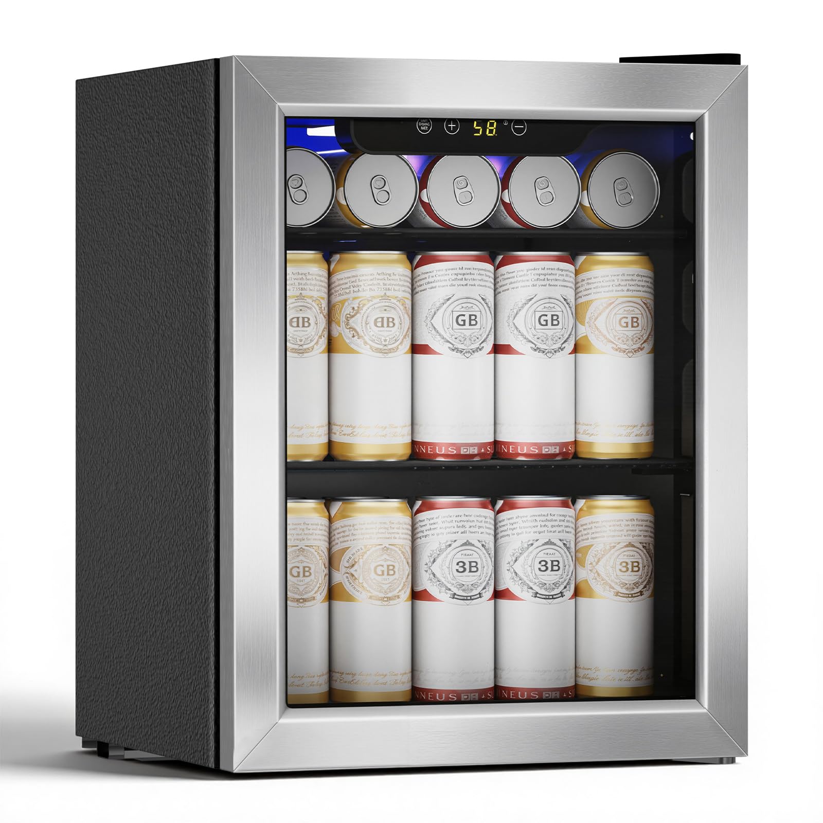 Cowsar 1.7 Cu. Ft Mini Beverage Refrigerator, 68 Cans, 16 Bottles Compact Drink Cooler with Glass Door & Touch