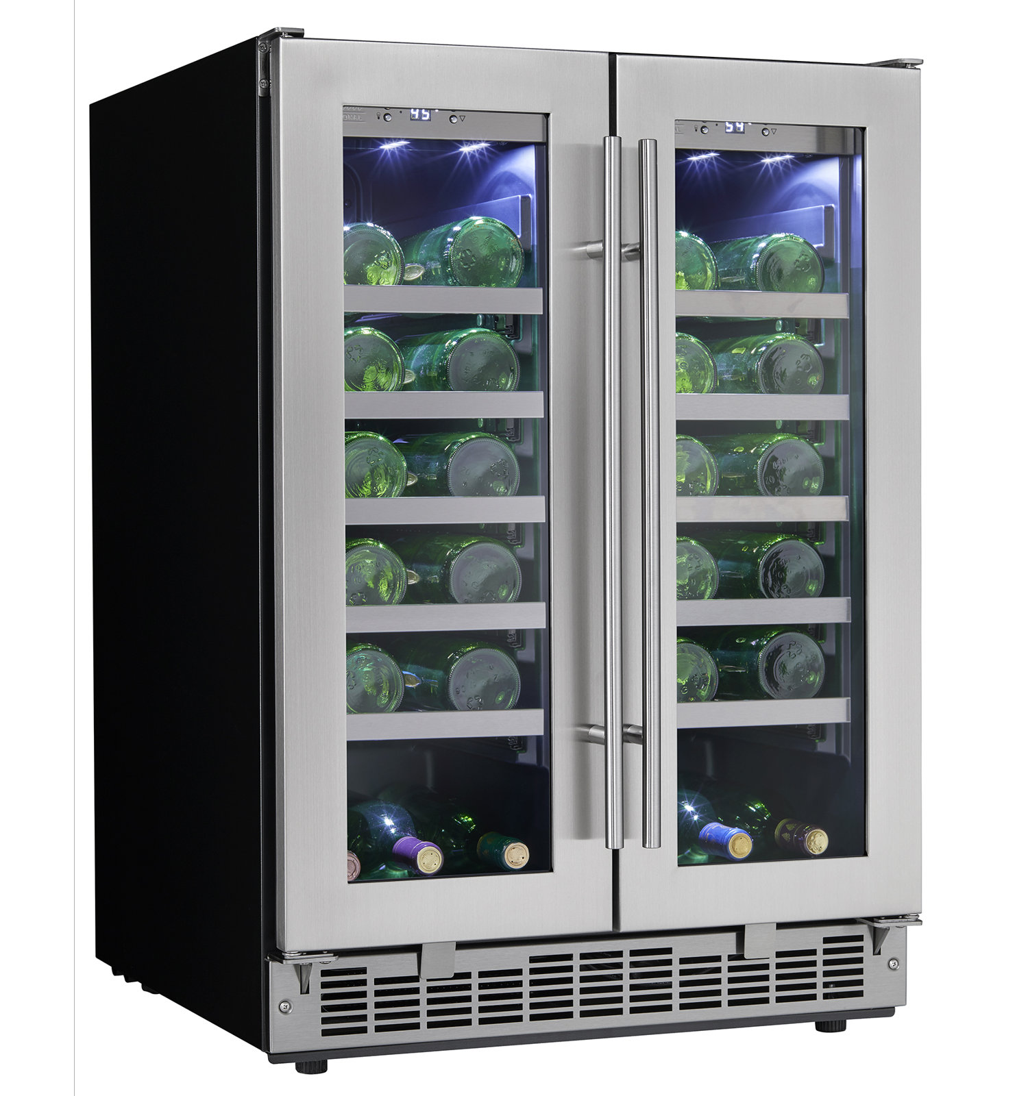 Dual Zone 25.56'' Built-In 42 Bottle Wine Refrigerator with Reversible Door — Danby, model DWC047D1BSSPR