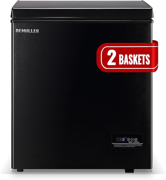 Chest Small Freezer with Electronic Control 41℉ to -15 ℉ Freestanding Deep Mini Freezers with 2 Removable Stainless Steel Basket Top Open Door BLACK | Fridge.com
