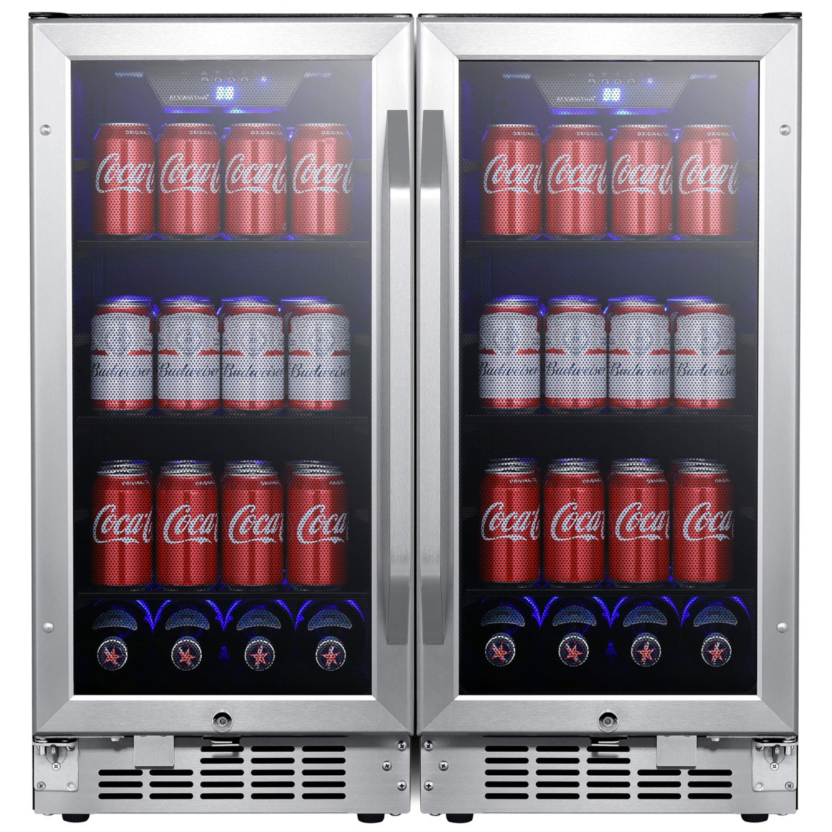 EdgeStar 30'' W Freestanding 160 Cans (12 oz.) Beverage Cooler with Reversible Glass Door | Fridge.com