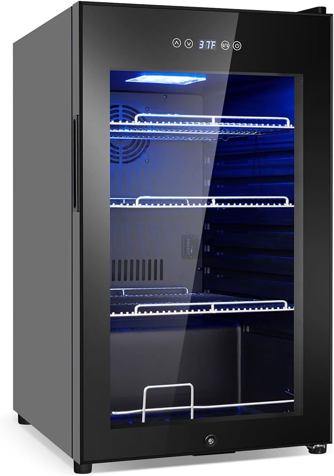 Beverage Refrigerator 17 inch Wide - 126 Can Beverage Cooler with Glass Door | Counter-Top/Freestanding Mini — FoMup, FIN-0001575