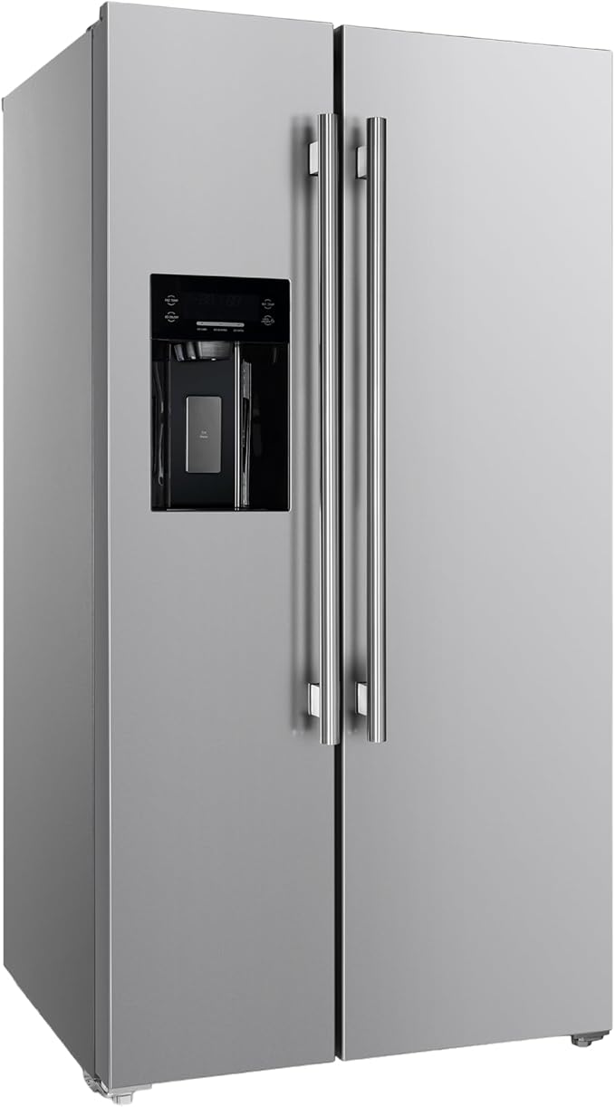 Forno Salerno 36" Side-by-Side Refrigerator and Freezer with 20 Cubic Ft.- Stainless Steel French Door Built-In Ice Maker Fridge | Fridge.com