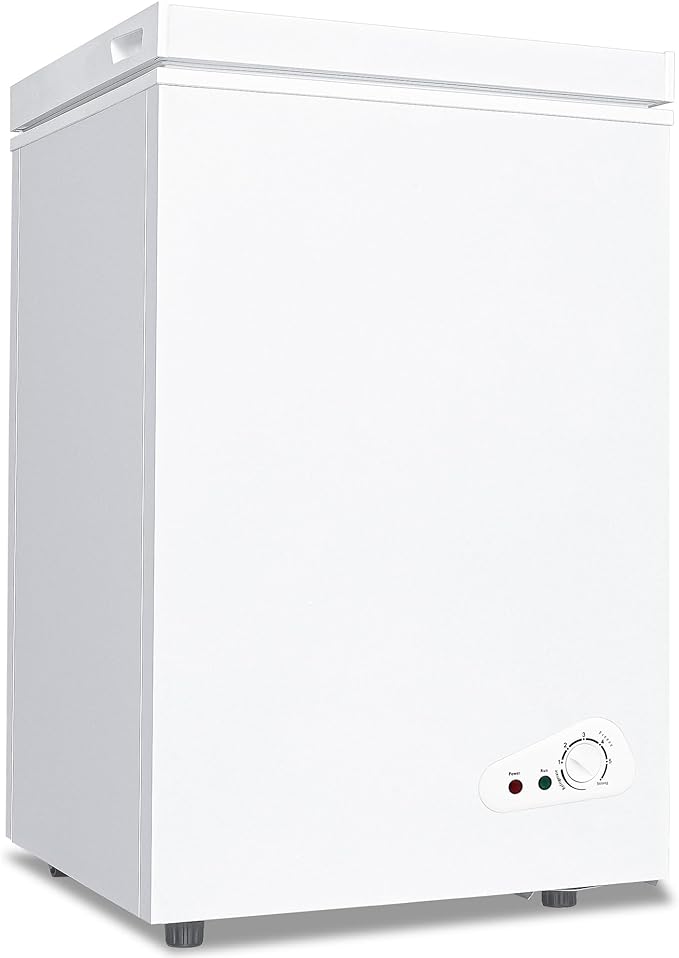 Fox Shack Chest Freezer 5.0 Cu. Ft Mini Deep Freezer, Compact and Efficient, Adjustable Temperature, Fast Cooling, and 2 Removable Baskets (White, 5.0 Cu. Ft) | Fridge.com