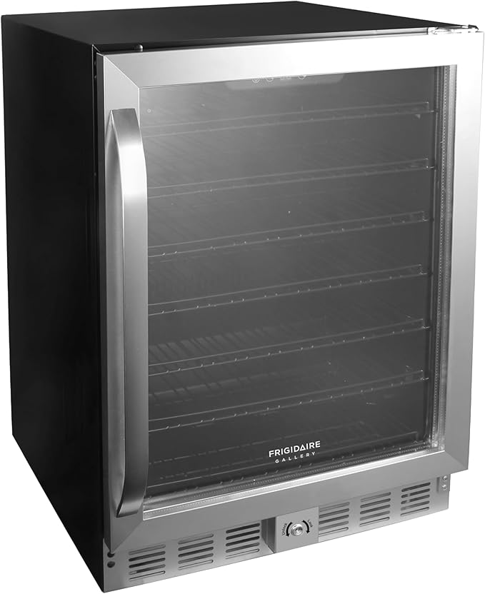Frigidaire, 24" Wide 5.1 Cu Ft Capacity, Built-in Under Counter Beverage Fridge, Glass Front — Frigidaire, model FGBC5334VS