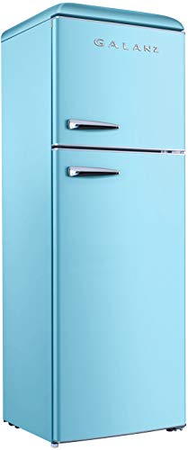 Galanz GLR12TBEEFR Refrigerator, Dual Door Fridge, Adjustable Electrical Thermostat Control with Top Mount Freezer Compartment, Retro Blue, 12.0 Cu Ft | Fridge.com