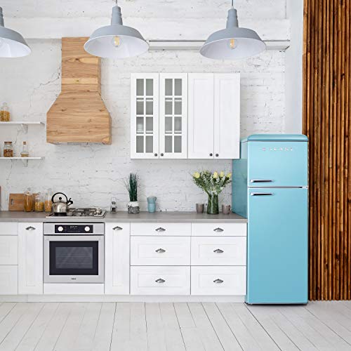 Refrigerator, Dual Door Fridge, Adjustable Electrical Thermostat Control with Top Mount Freezer Compartment — Galanz, model GLR12TBEEFR