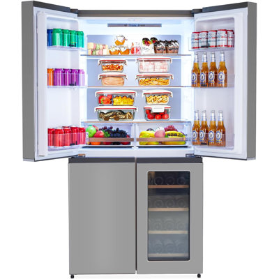 4 Door French Door Refrigerator, 21 Cu.Ft Counter Depth Stainless Steel Refrigerators, Multifunctional Fridges with Freezer, Refresh, and Wine Cooler | Fridge.com