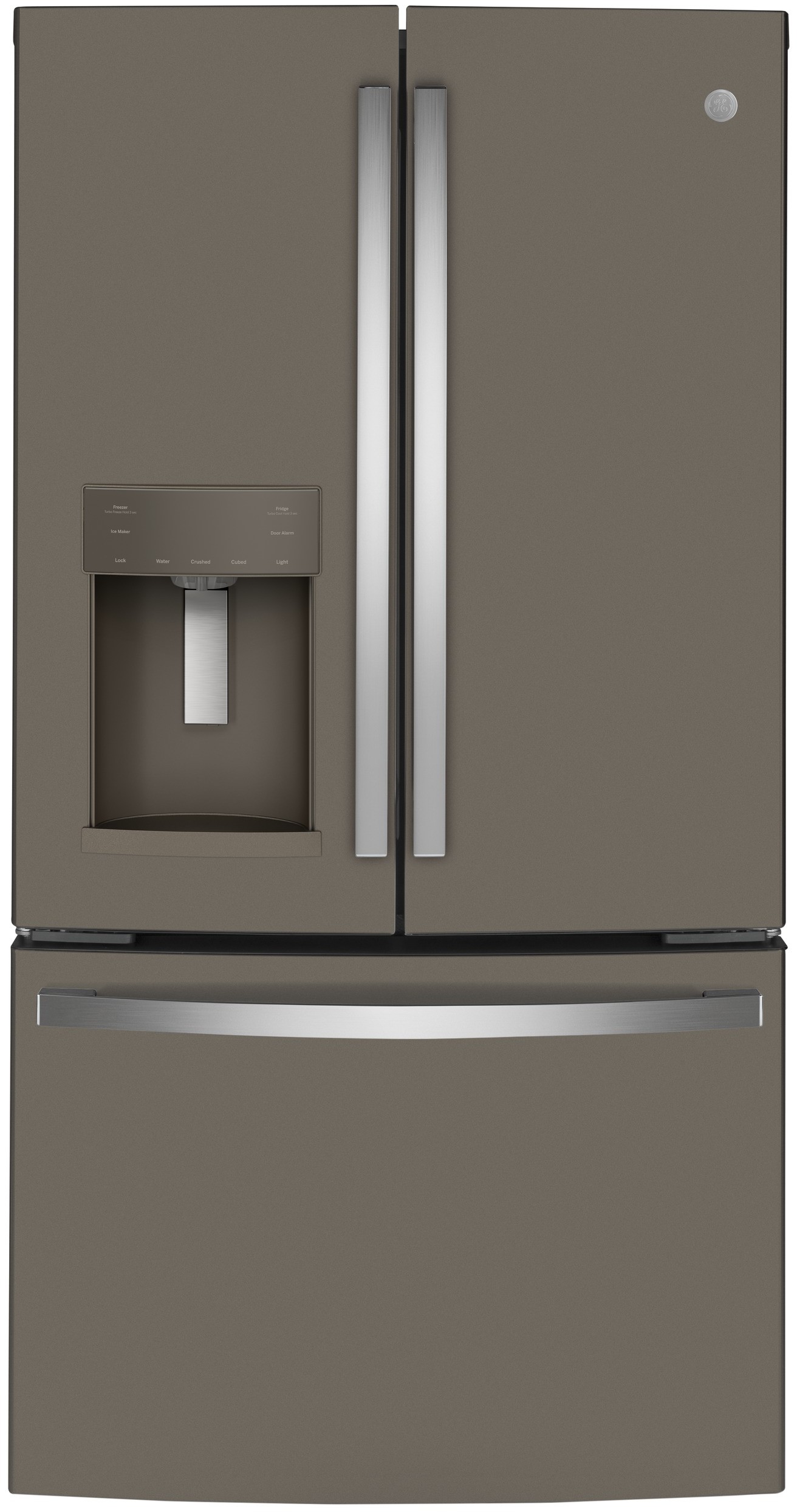 GE® ENERGY STAR® 22.1 Cu. Ft. Counter-Depth Refrigerator in Slate size 70.5 H x 35.75 W x 31.25 D | GYE22GMNES | Stainless Steel | Fridge.com