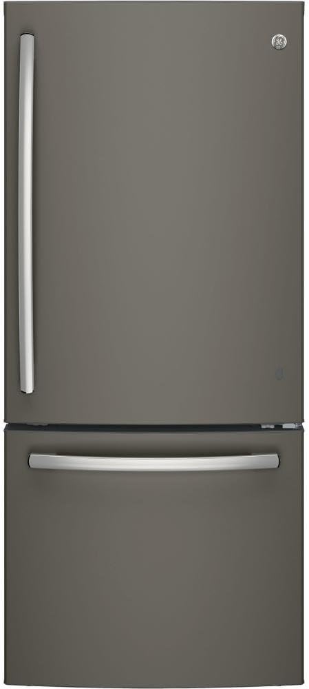 ENERGY STAR 21.0 Cu. Ft. Bottom-Freezer Refrigerator in Slate — GE, model GDE21EMKES