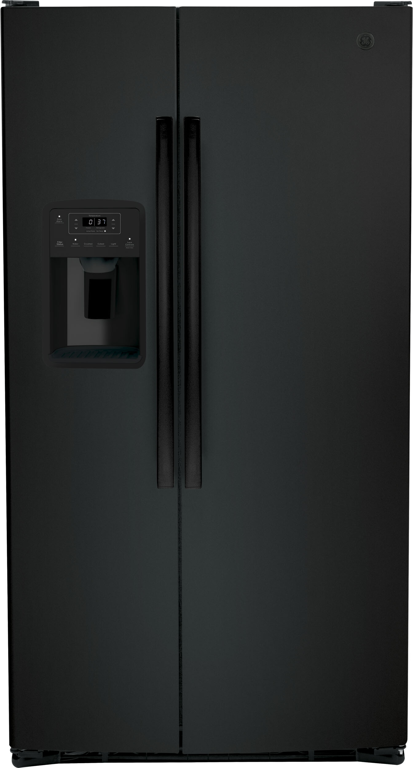 GE® ENERGY STAR® 25.3 Cu. Ft. Side-By-Side Refrigerator in Black size 69.625 H x 35.75 W x 34.75 D | GSE25GGPBB | Fridge.com
