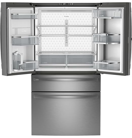 36 in. 23.3 cu. ft. Smart Counter-Depth Fingerprint Resistant 4-Door French-Door Refrigerator with Door — GE, model PJD23BYWFS