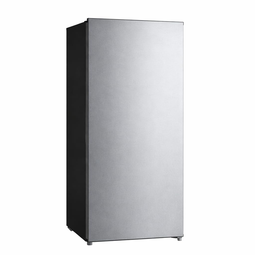 7.1 Cu. Ft. Upright Freezer with Adjustable Temperature, Space-Saving Design, and 4 Shelves - Stainless Steel Look | Fridge.com