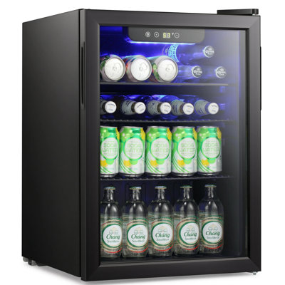 2.6Cu.ft Beverage Refrigerator Cooler, 100 Can Mini Fridge With Glass Door For Soda Beer Or Wine, With Adjustable Removable Shelves, Bar/Office/Home | Fridge.com