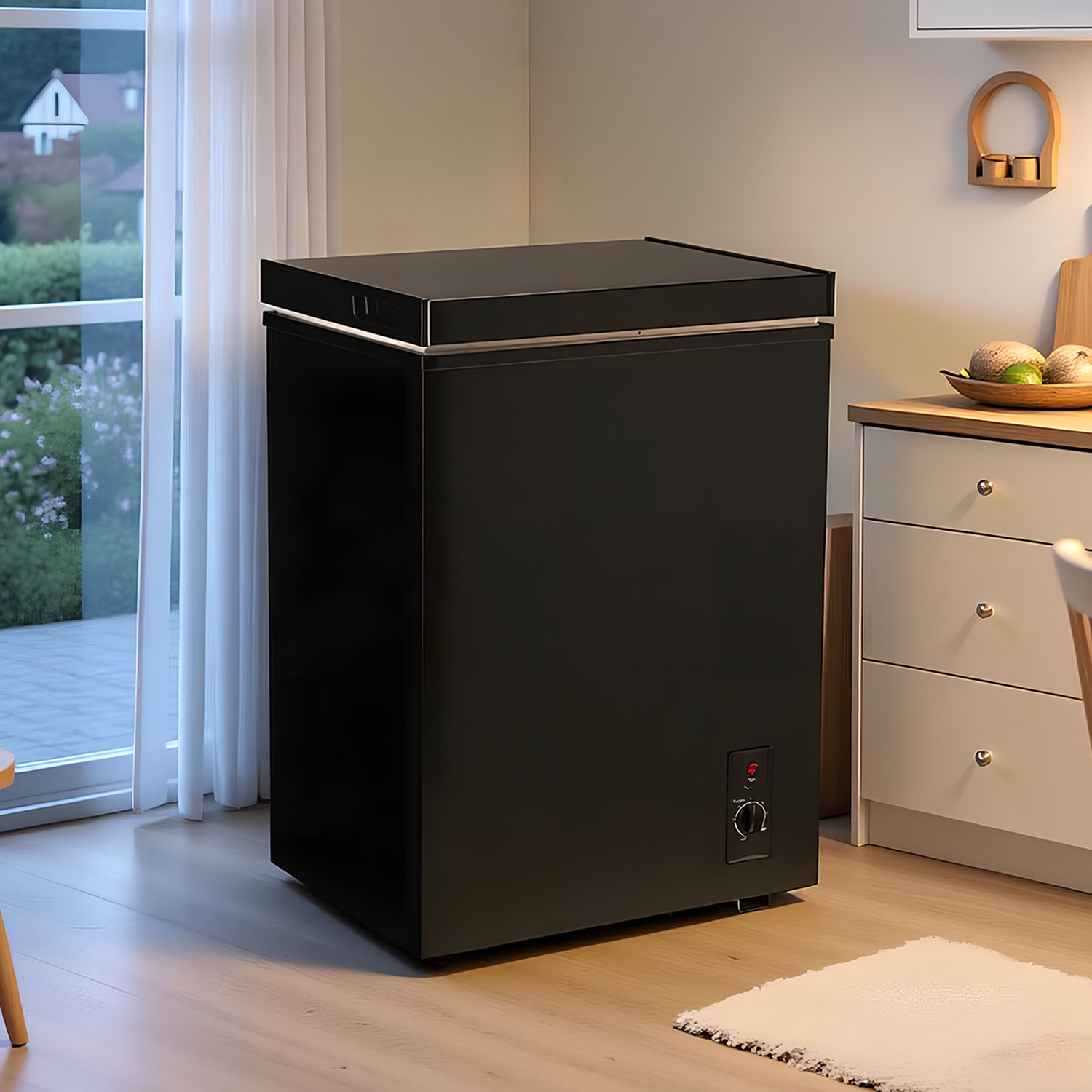 3.5 Cu.Ft Chest Freezer With Adjustable Temperature Controls With Hanging Baskets Electronic Control(-0.4F to — Icyberboom, model FL72QBK