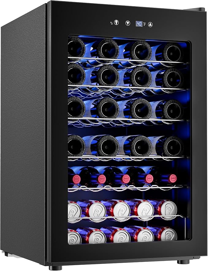 Icyglee 4.5 CU.FT Wine Cooler Refrigerator, Small Freestanding Wine Fridge for Red, White and Champagne, Mini Fridge