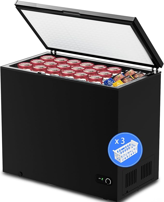 Kismile 7.0 Cubic Feet Chest Freezer with 3 Removable Basket, Free Standing Top Open Door Compact Deep Freezer with Adjustable Temperature for Home/Kitchen/Office/Garage/Bar (7.0 Cu.Ft, Black) | Fridge.com