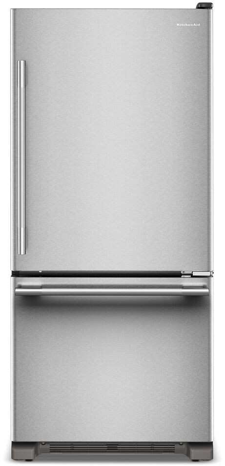 KitchenAid 19 Cu. Ft. 30-Inch Standard-Depth Bottom Mount Refrigerator with Right Door Swing - Stainless Steel
