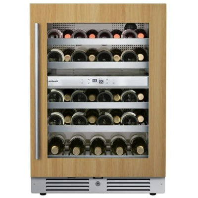 24 Inch Wide 37 Bottle Dual Zone Wine Cooler with Alternating (Blue, White, Amber) LED lighting, Door Alarm, Touch Control Panel and Lockable Right Hi | Fridge.com