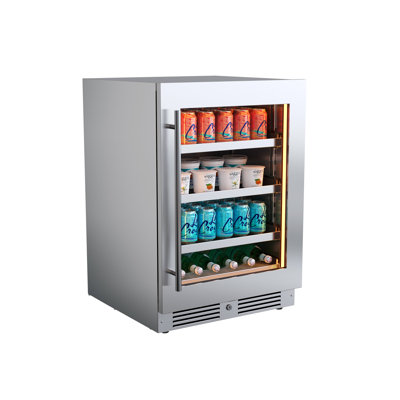 24 Inch Wide 154 Can Capacity Beverage Cooler with Alternating (Blue, White, Amber) LED lighting, Door Alarm, Touch Control Panel and Lockable | Fridge.com