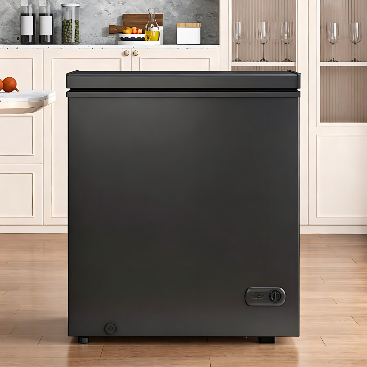 7.0 Cu Ft Black Chest Freezer, Deep Freezer With Removable Storage Basket & 7 Level Adjustable Temperature | Fridge.com