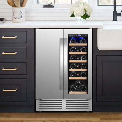 24 Inch Dual Zone Wine & Beverage Refrigerator, 18 Wine Bottles & 57 Cans, Glass Wine Door & Foam In | Fridge.com