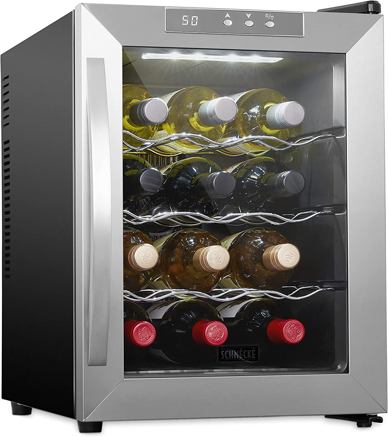 Schmck Single Zone 13.6'' Freestanding 12 Bottle Wine Refrigerator