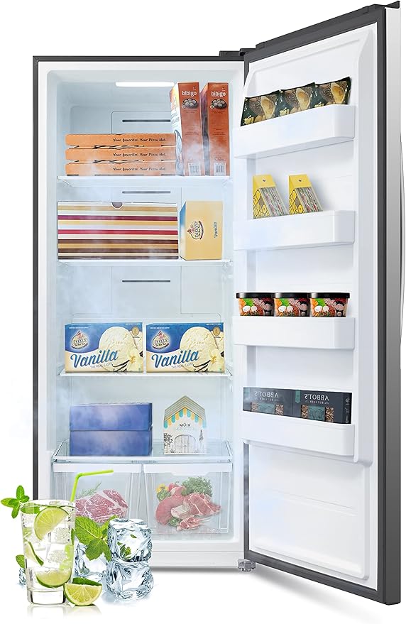 SMETA Upright Freezer 18 Cu ft Convertible Freezers Refrigerator, Garage Ready Stand Up Frost-Free Freeerless Fridge with Tempered Glass Shelves SS | Fridge.com