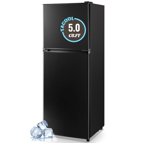 5.0 Cu.Ft Small Refrigerator with Freezer Double Door Mini Fridge Top Freezer Adjustable Temperature for Dorm — Tacool, FIN-0001829