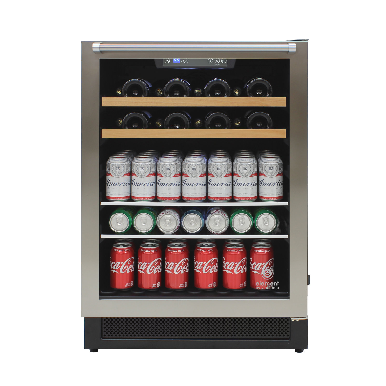 Vinotemp Single-Zone 24" Wine and Beverage Cooler, 16 Bottle and 106 Can Capacity | Fridge.com