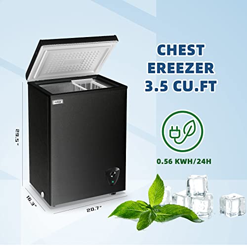 Chest Freezer 3.5 cu.ft Small Deep Freezer Mini Outdoor Black Chest Freezers with 7 Temperature and Removable Basket Settings Ideal for Apartment Office RV Cabin Kitchen | Fridge.com