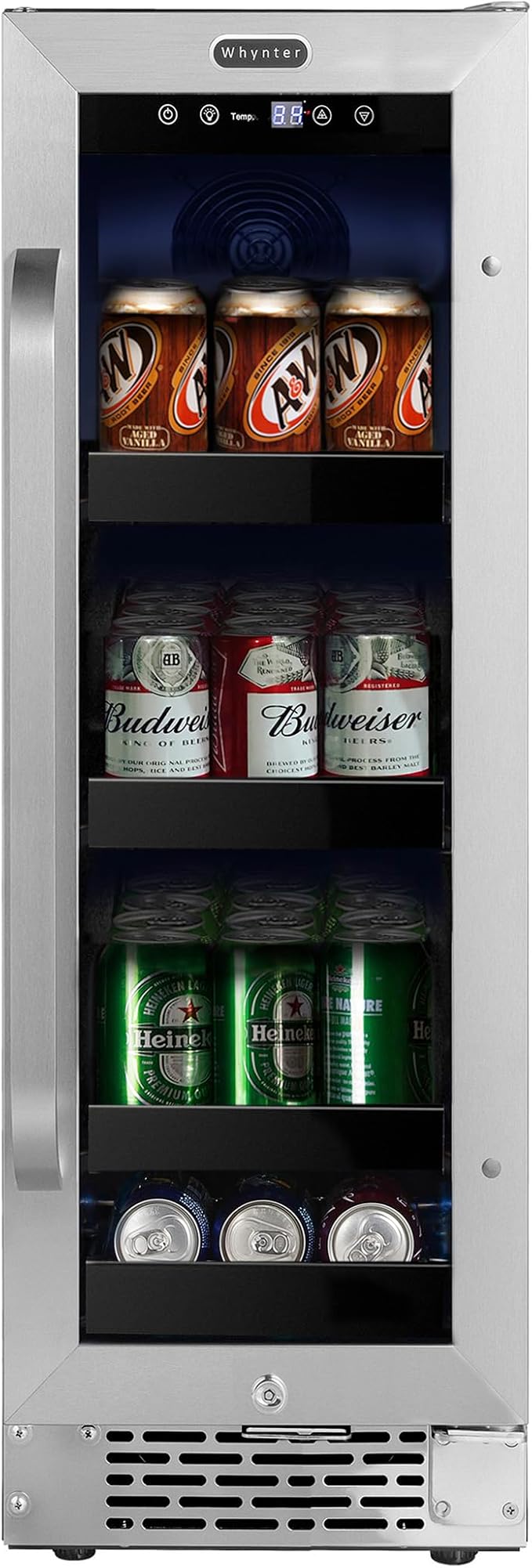 Whynter BBR-638SB Built-in Under Counter 12 inch Beverage Refrigerator and Cooler, Fridge with Glass Door, 2.0 Cubic Feet, Stainless, 75 Capacity | Fridge.com