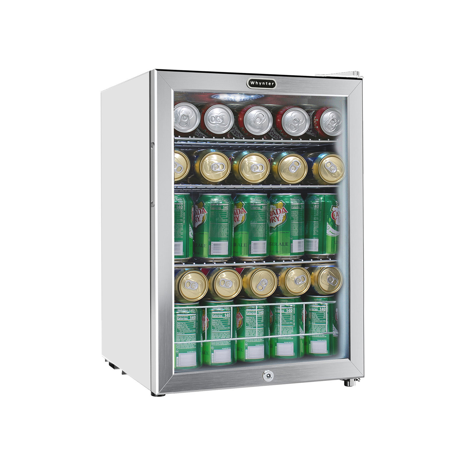 98 Can Freestanding Beverage Refrigerator with Lock - Stainless Steel — Whynter, model BR-091WS