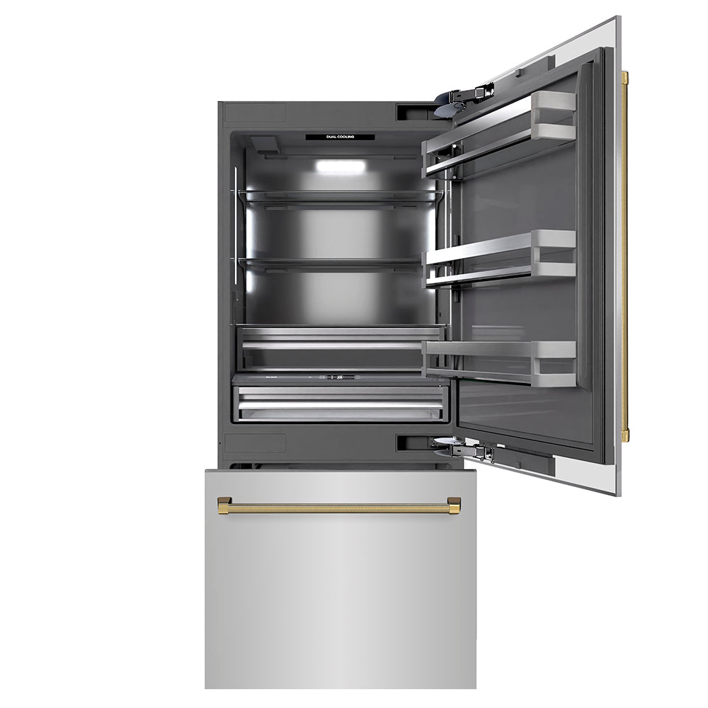 36 Inch autograph 36" Built In Counter Depth Bottom Freezer Refrigerator GRBITZ30436KG — ZLINE, model GRBITZ-30436KG