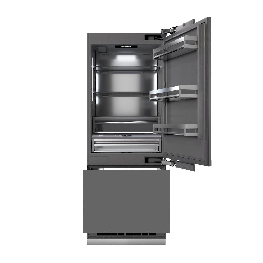 30 in. 16.1 cu. ft. Panel Ready Built-In Bottom Freezer Refrigerator with Water Dispenser and Ice Maker — ZLINE, model GRBIV-30